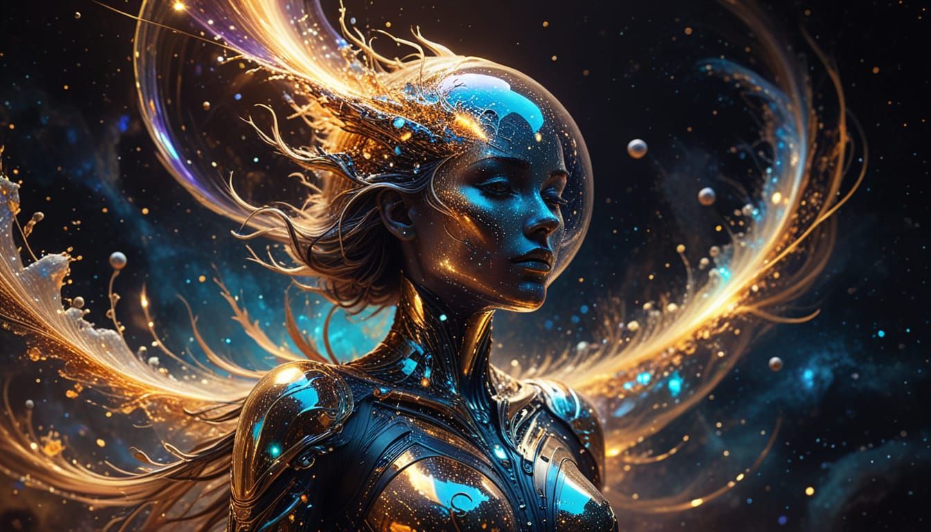 Artist in Studio: Holographic Cosmic Mixed Media Illustratio...