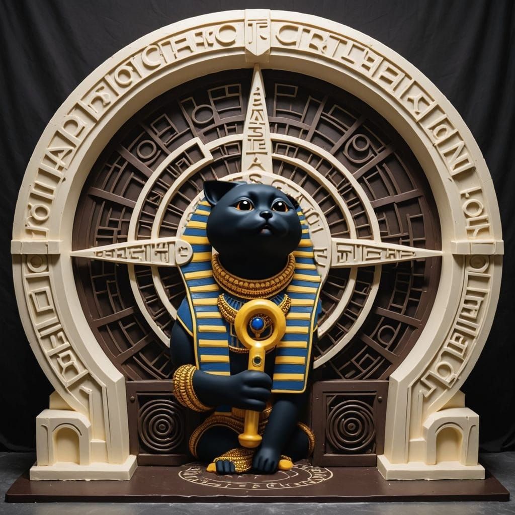 Egyptian Pharaoh Cat with Ankh