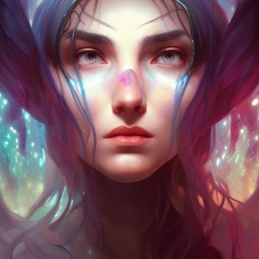 Detailed Earth Witch Portrait in Art Nouveau Style