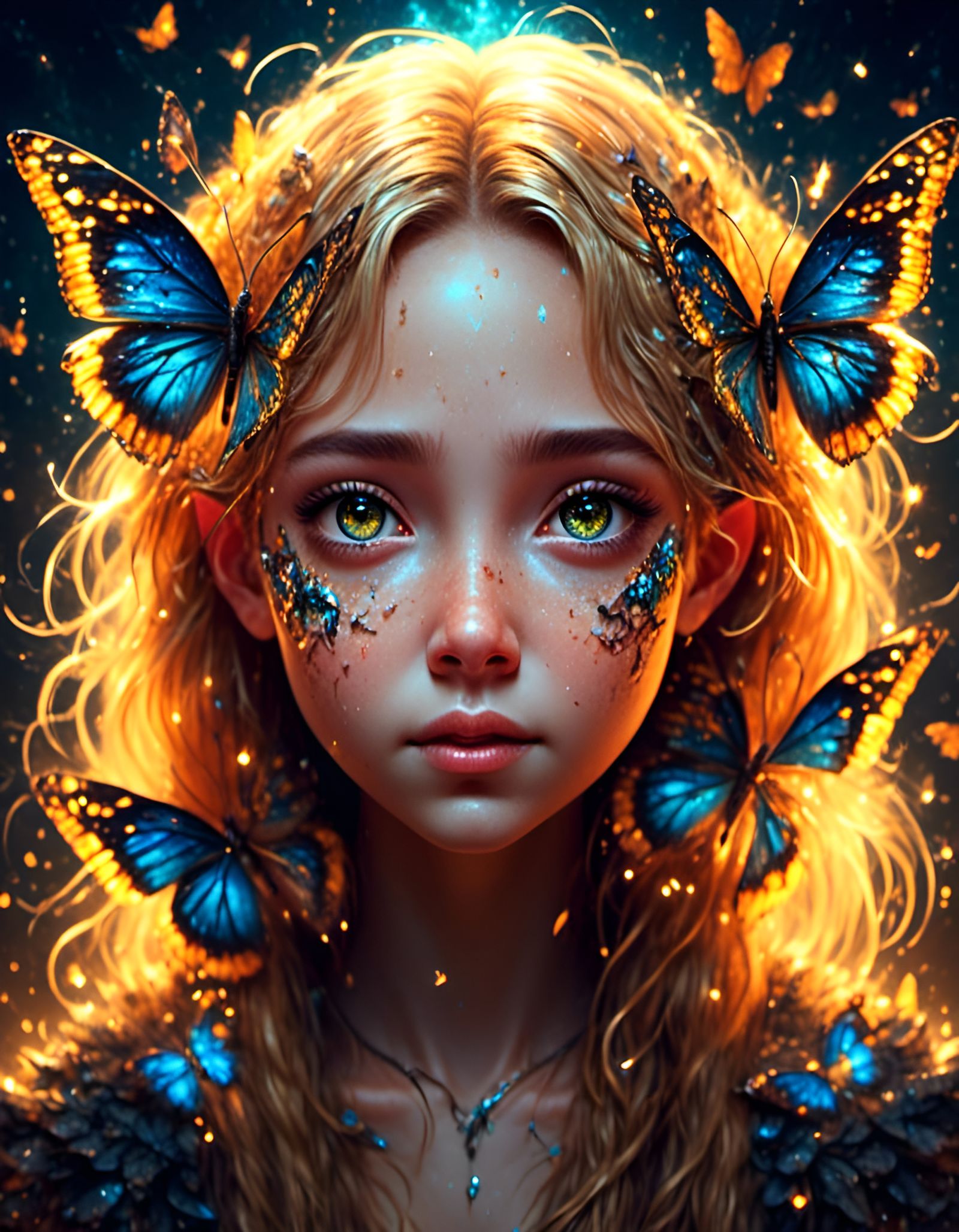 Enchanted Fae with Butterfly in Surreal Fantasy