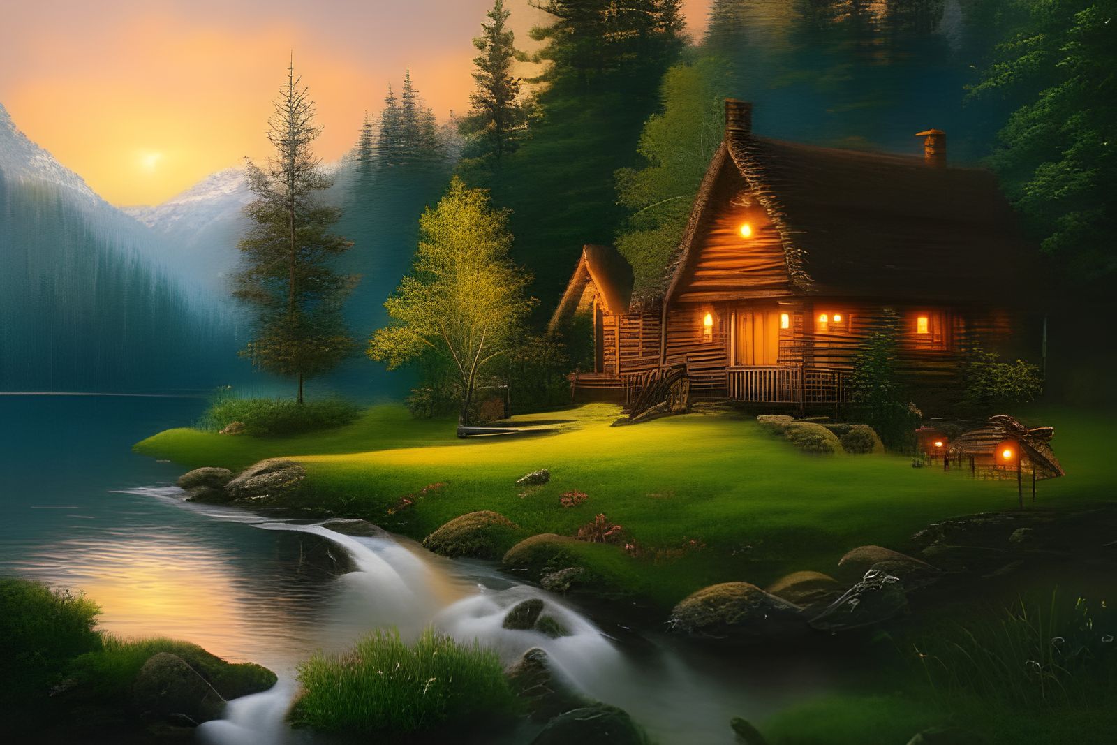 Cozy log cabin in mountain forest- 2196