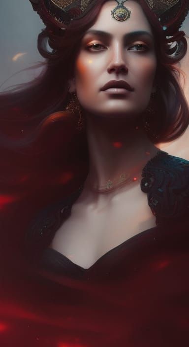 Celestial Queen Portrait in Hyperrealistic Style