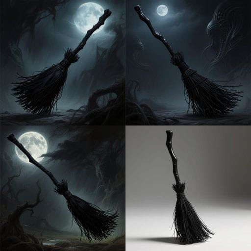 Mysterious Black Wiccan Broomstick