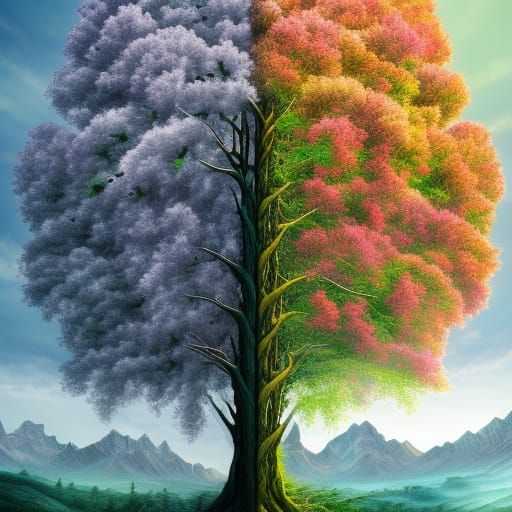 A Tree Through the Seasons: Maximalist Digital Art