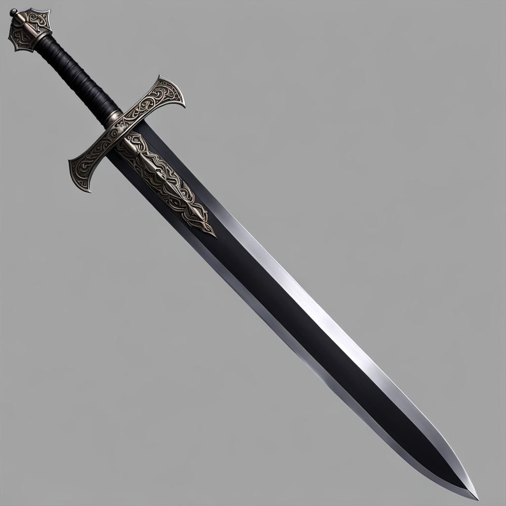 Detailed Long Sword with Obsidian Blade