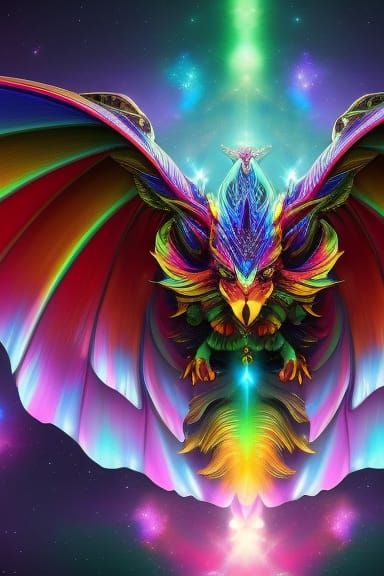 Rainbow Dragon with Magical Energy