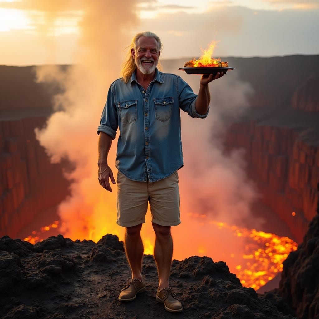 Volcano's Edge: A Cinematic Portrait in Digital Art