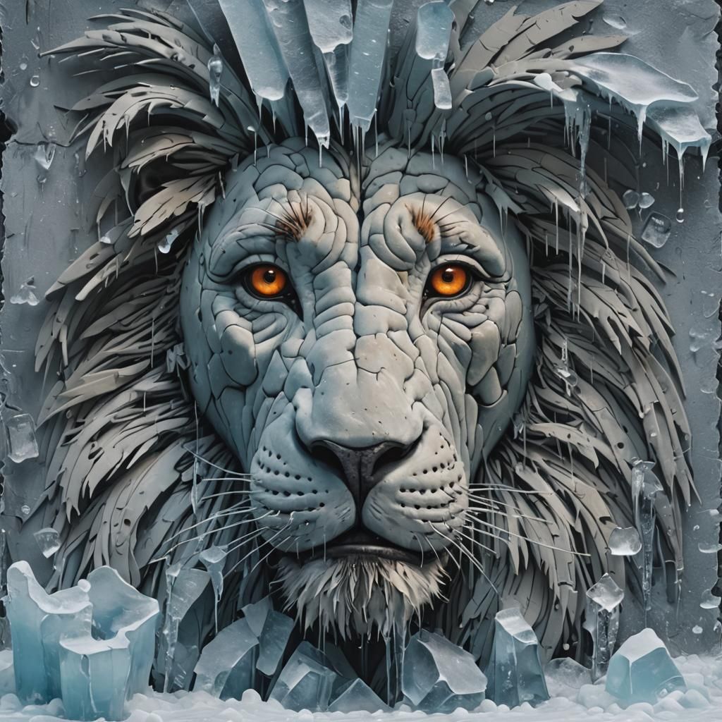 Abstract Ice Painting in Detailed Matte Style