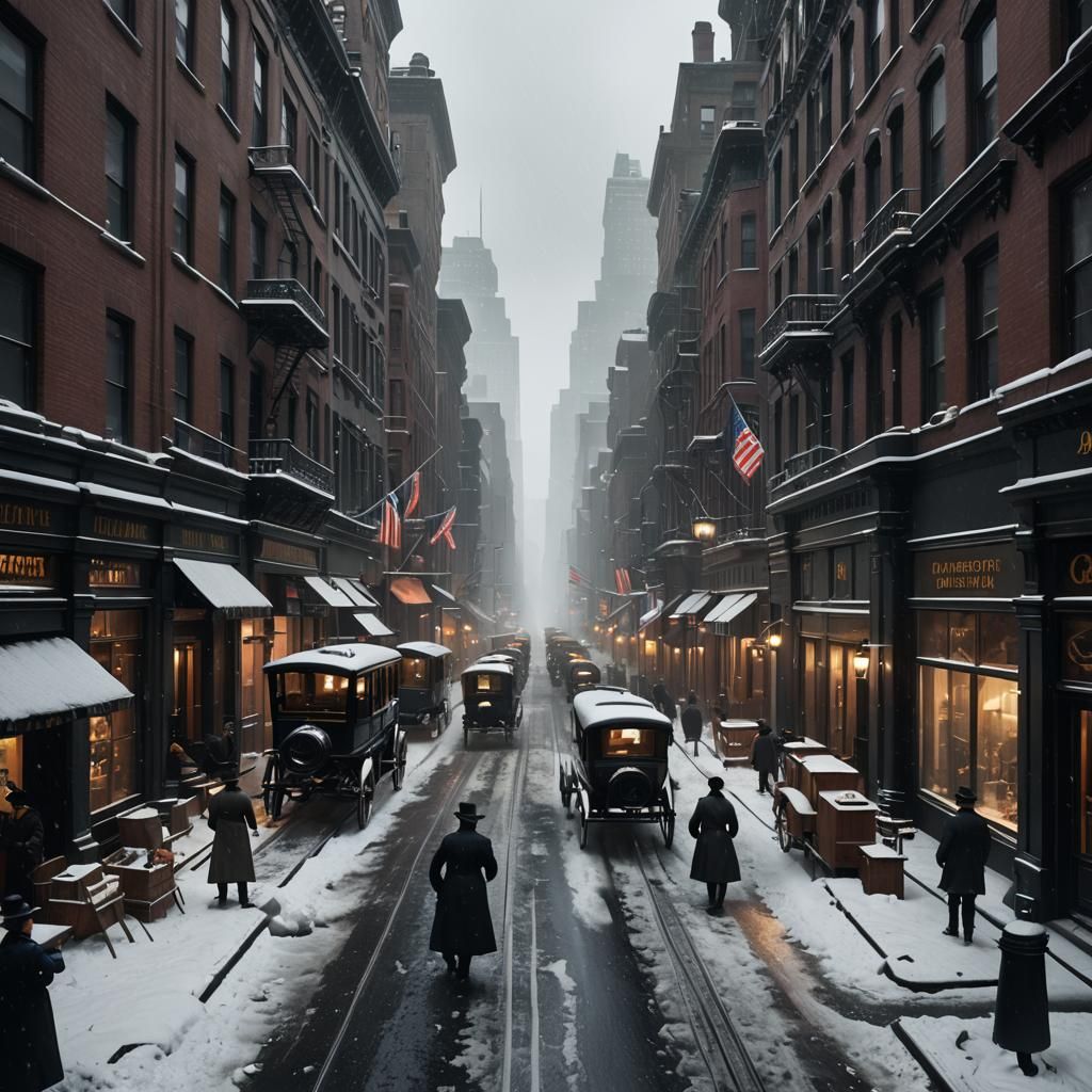Manhattan Blizzard, 1880s: Cinematic Digital Painting