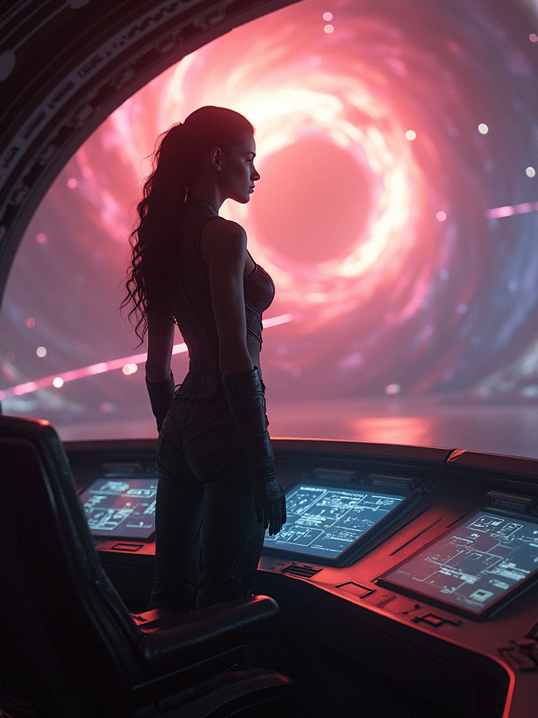 Hanna at Ship Command in Photorealistic Style