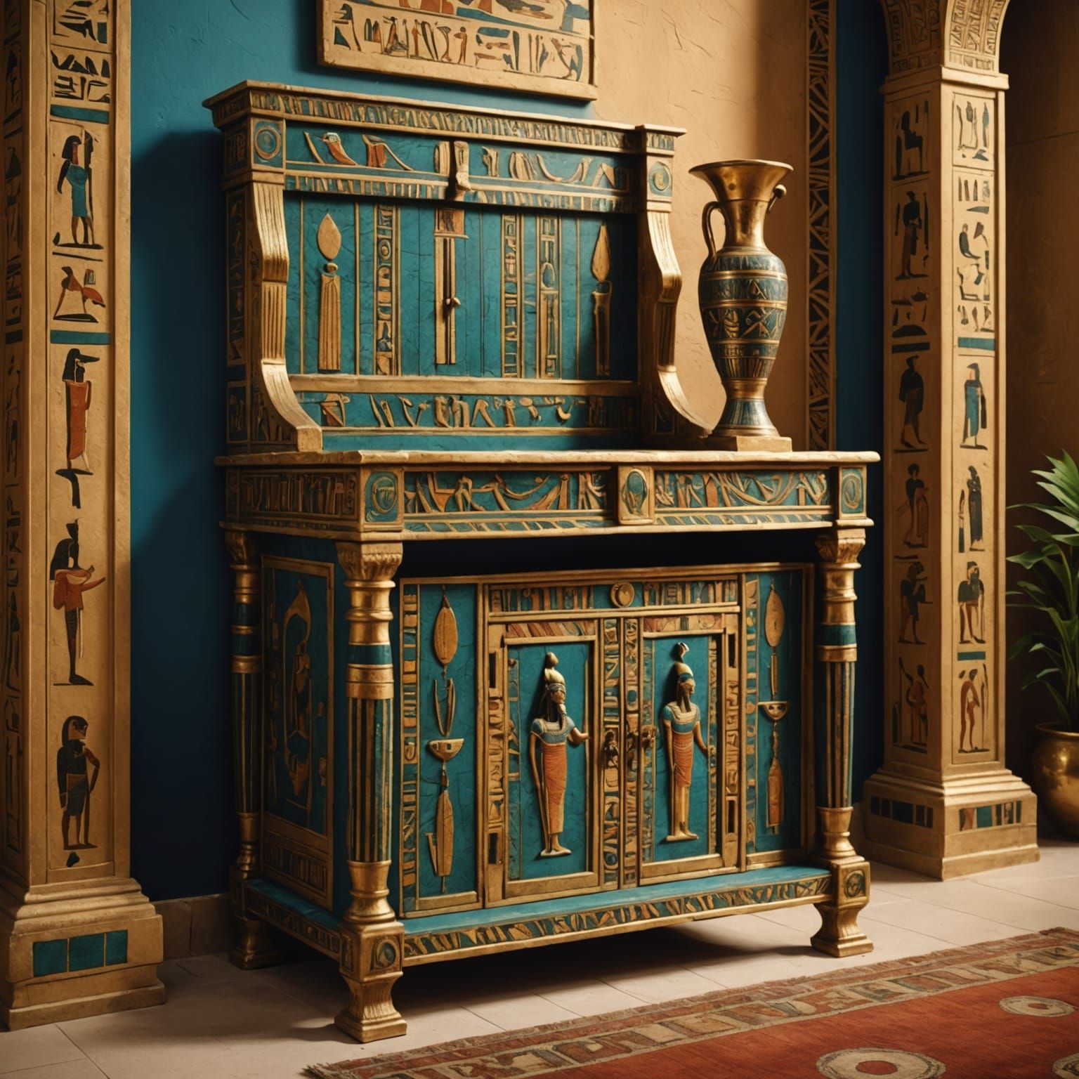 Vibrant Ancient Egyptian Furniture in Hyper Realistic Detail