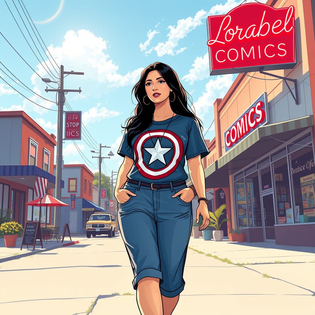 Filipina Woman in Art Nouveau American Town