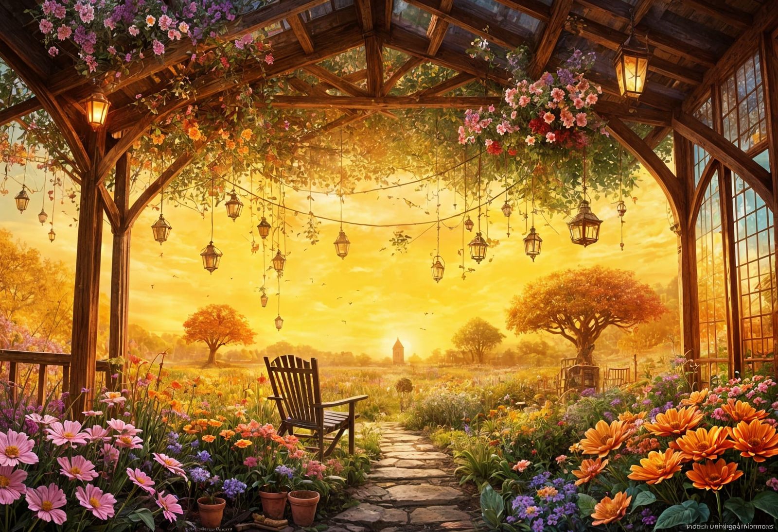 Magical Gardener's Shed at Golden Hour Sunset