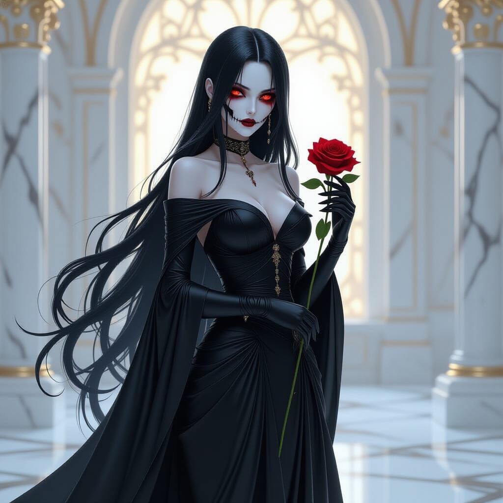 Death Personified as Anime Woman with Skull Head