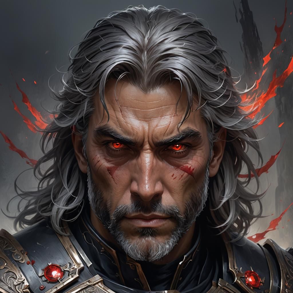 Dark Paladin Portrait with Red Mist Aura