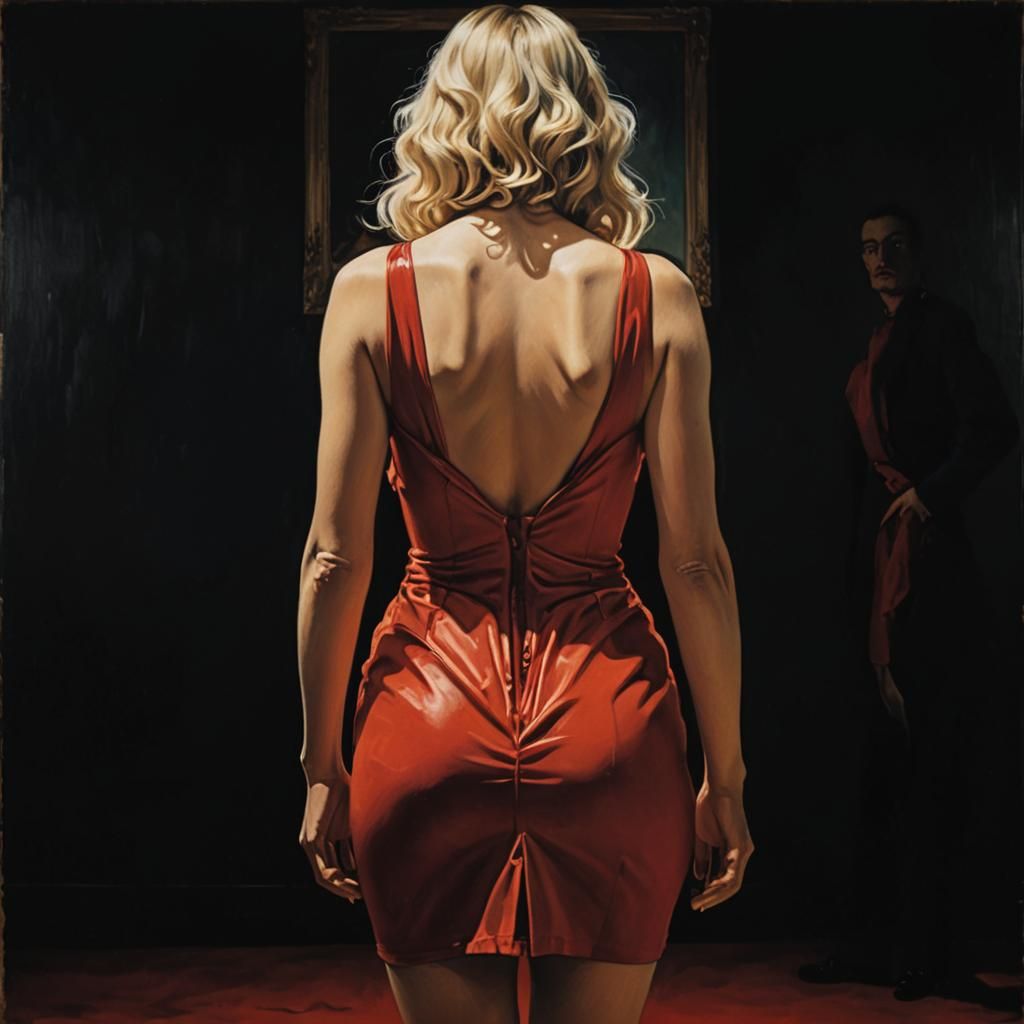 Dreamlike Ballroom: Surrealist Portrait in Bold Colors