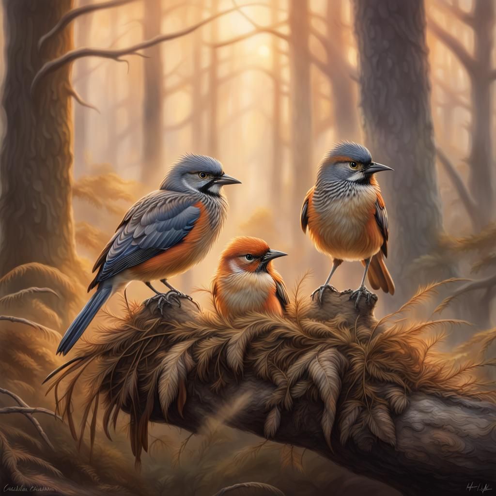 Hyperrealistic Bird Illustrations in Watercolor Style