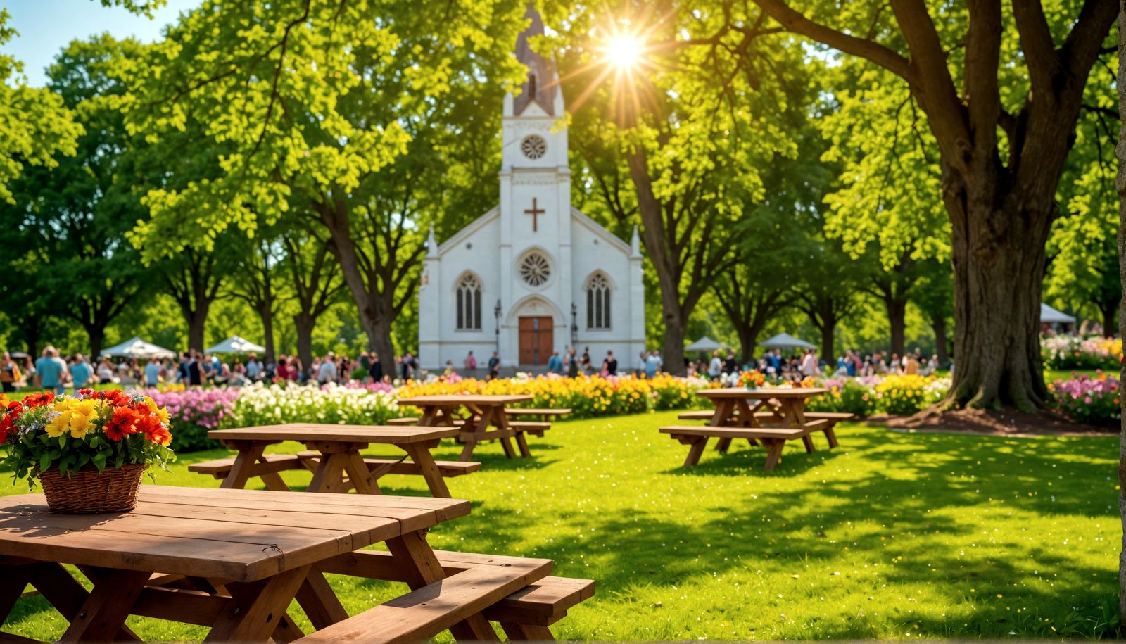 Cathedral Picnic in Hyperrealistic Garden Park
