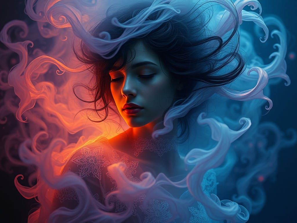 Dreamlike Woman in Ethereal Mist