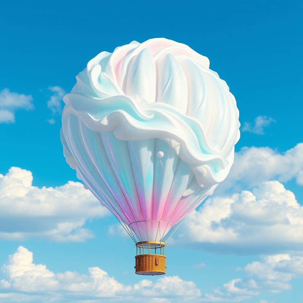 Iridescent Ice Cream Air Balloon in a Dreamy Sky
