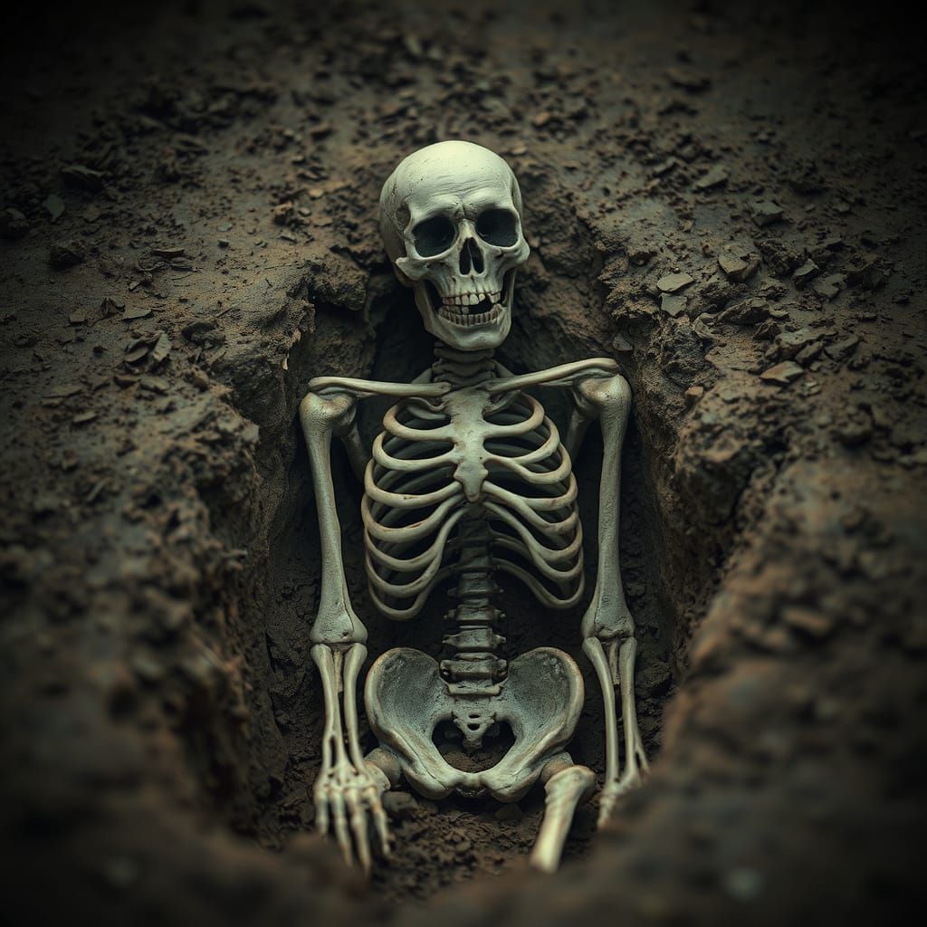 Frightening Skeleton Rises From Excavated Grave