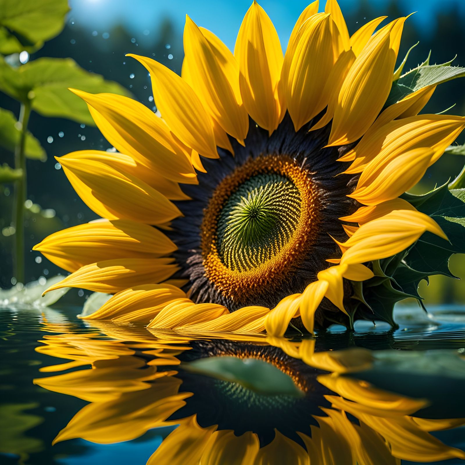 Sunflower in nature's mirror!