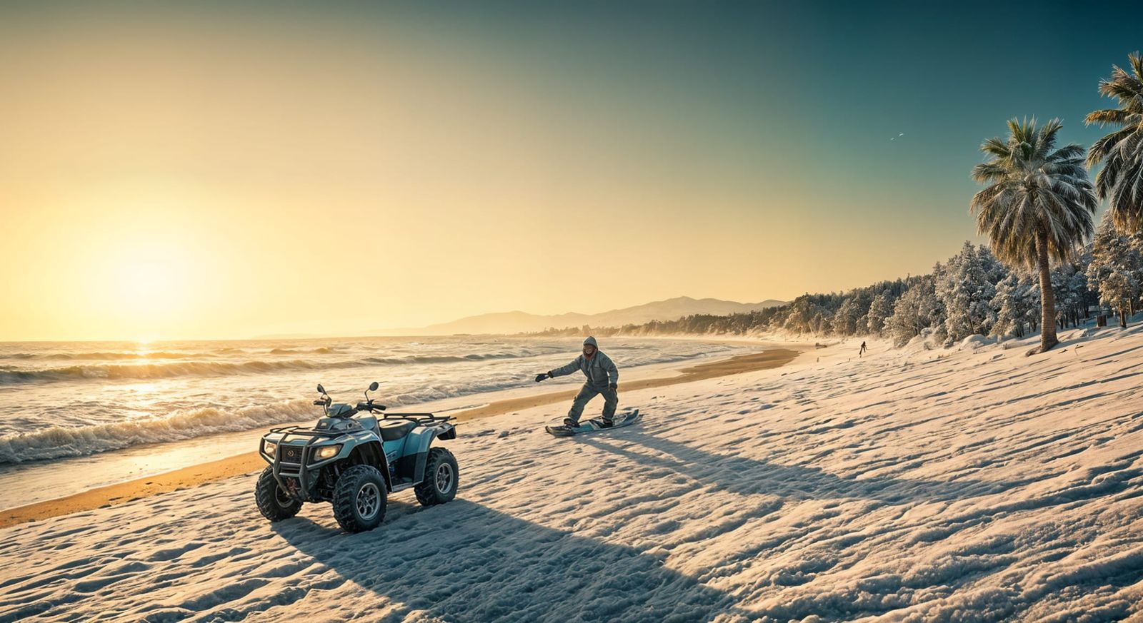 Winter Wonderland: Snowboarding on Montenegro Beach