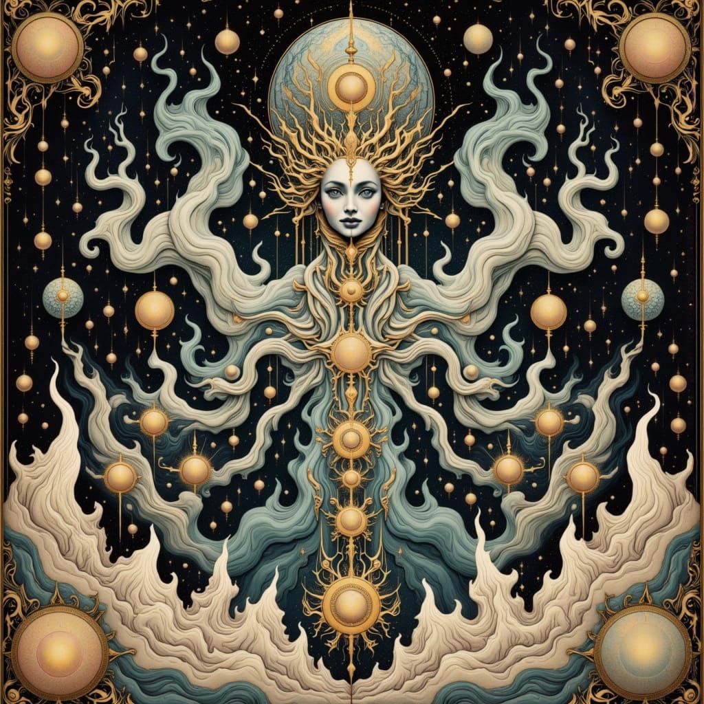 Vintage French Machine Elves in Fractal Dream