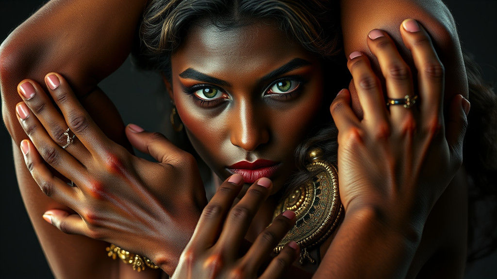 Strong Woman Lifts Man in Hyperrealistic Portrait