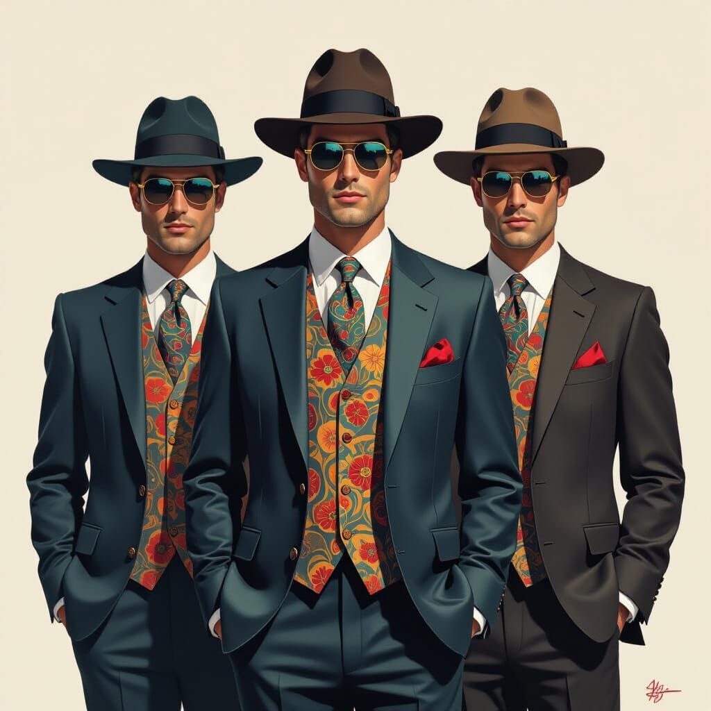 Futuristic Men's Fashion in Realist Impressionist Style