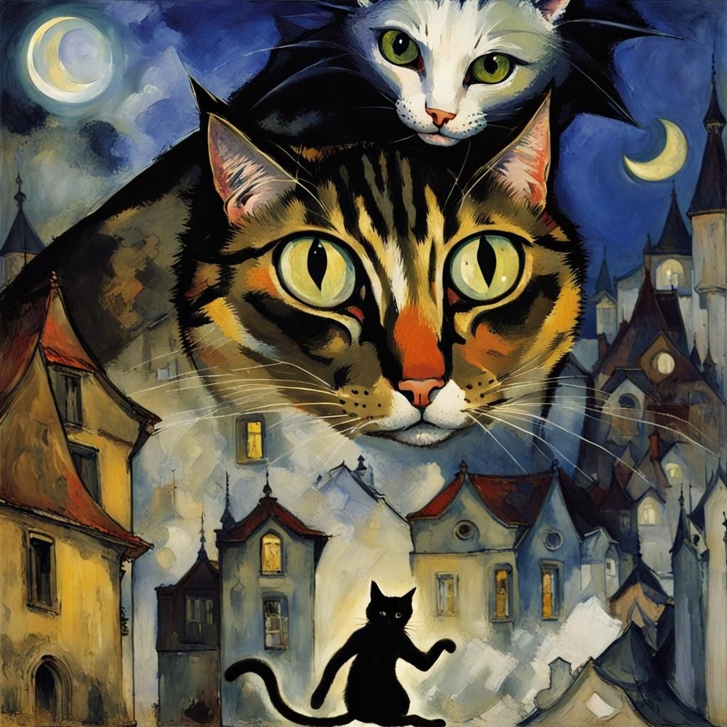Vampire Cat Race: A Surreal Art Blend
