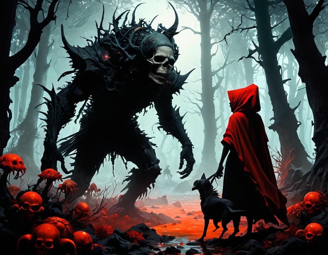 Sinister Monster Pursues Prey in Dark Fairy Kingdom