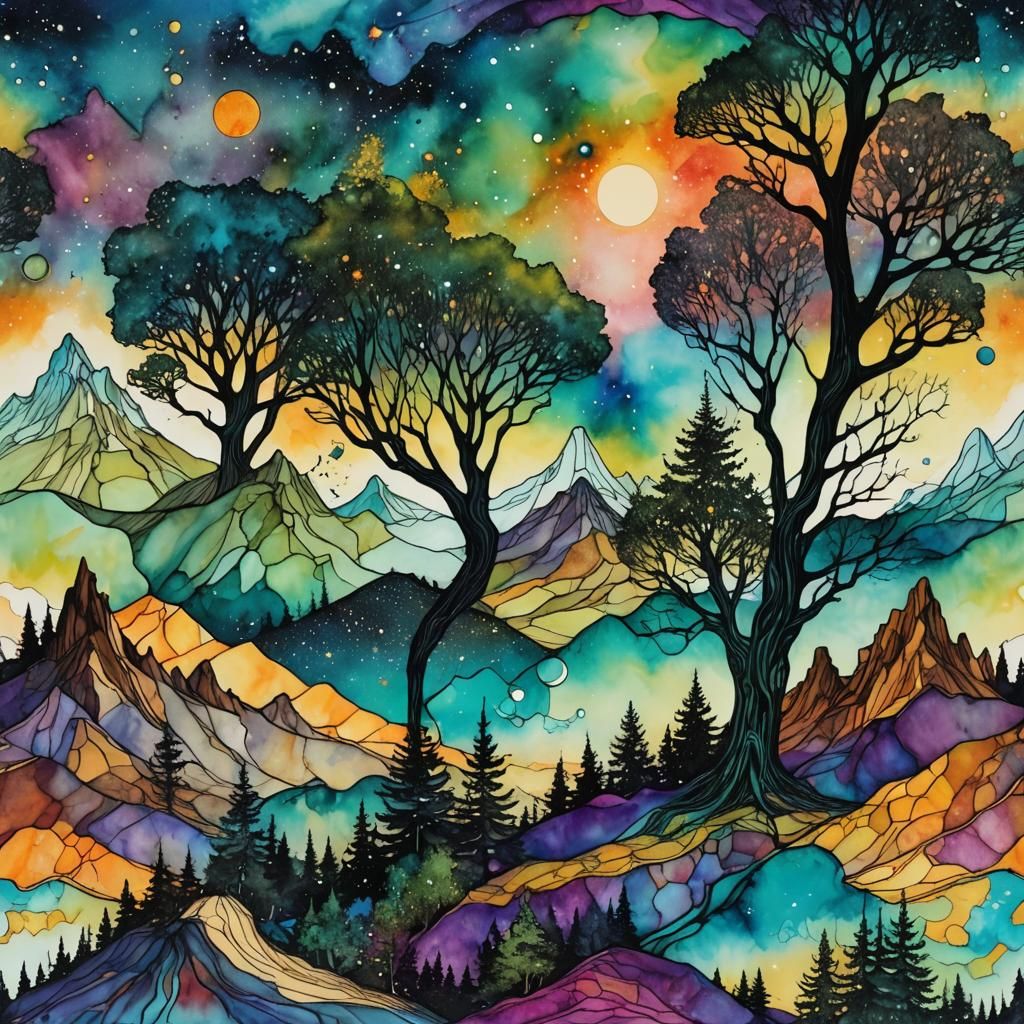 Distorted Reality: Moebius Trees in Alcohol Ink