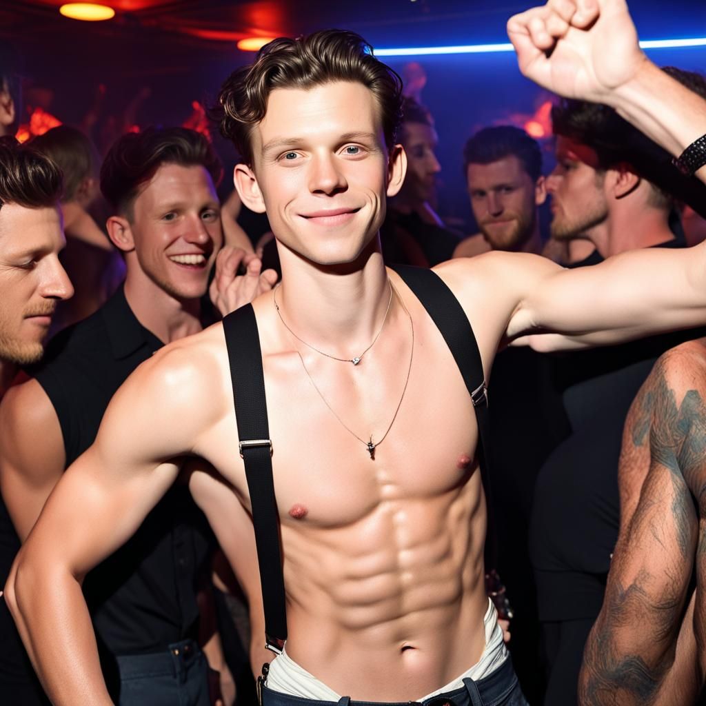 Men Embracing in Nightclub Scene