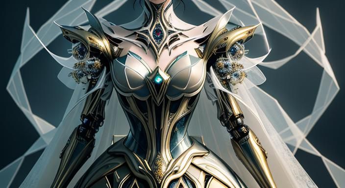 Surreal Cyborg in Wedding Dress, Sci-Fi Concept Art