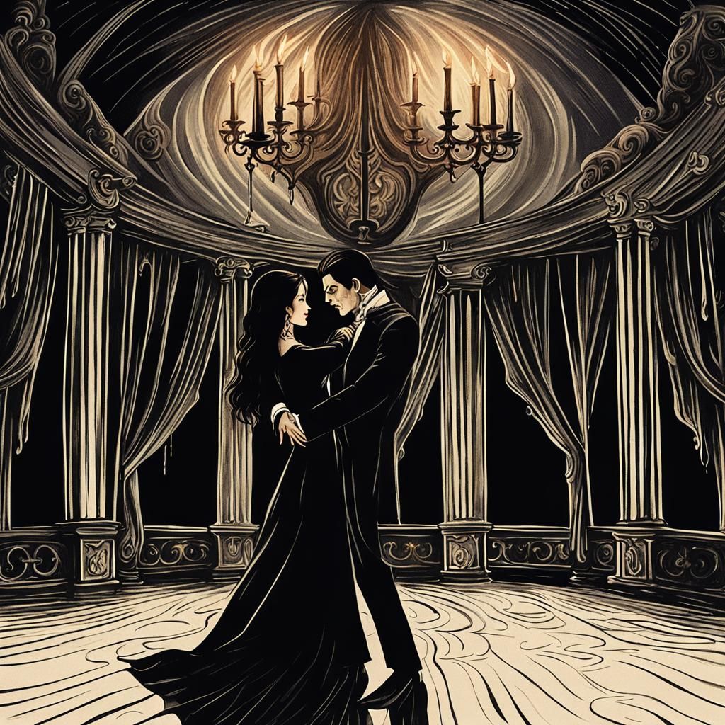 Vampire Couple Dancing: Gothic Romanticism in Candlelight