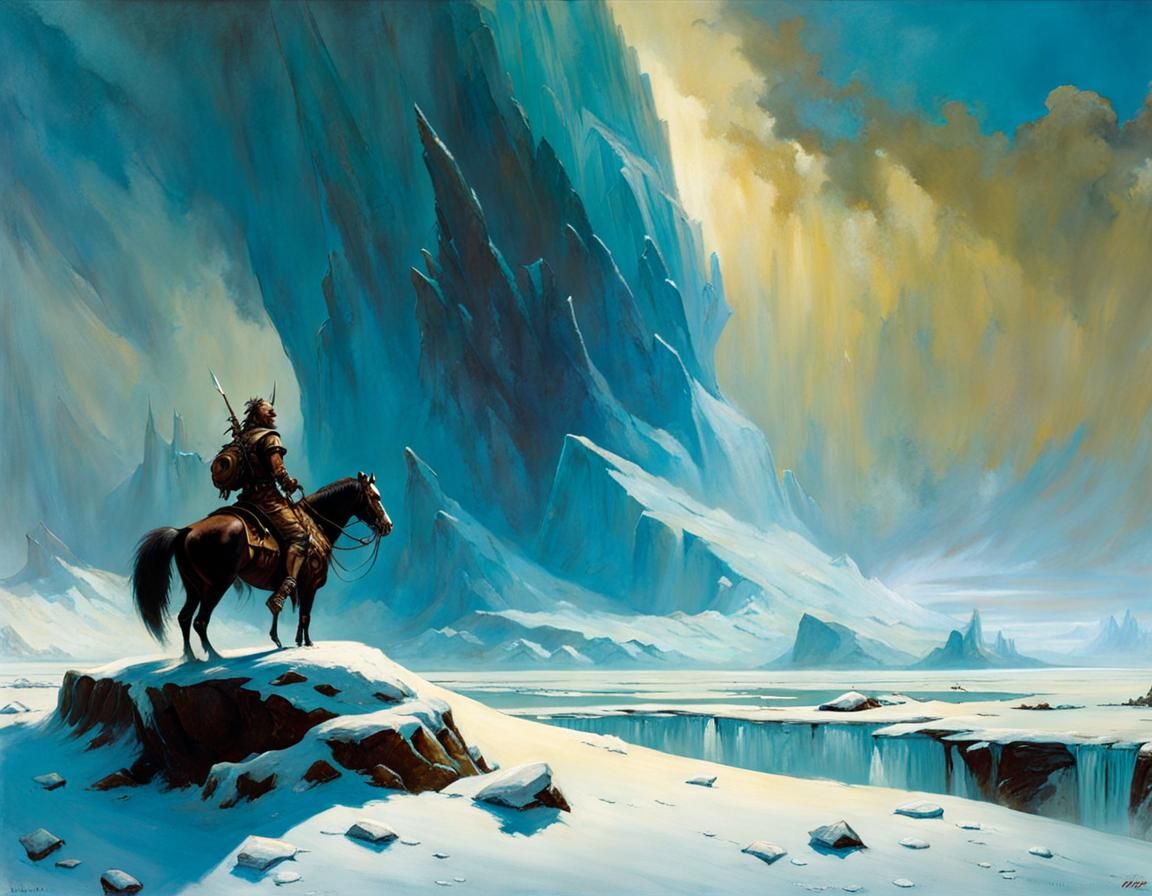 Grim Glacier Landscape as Dark Fantasy Art