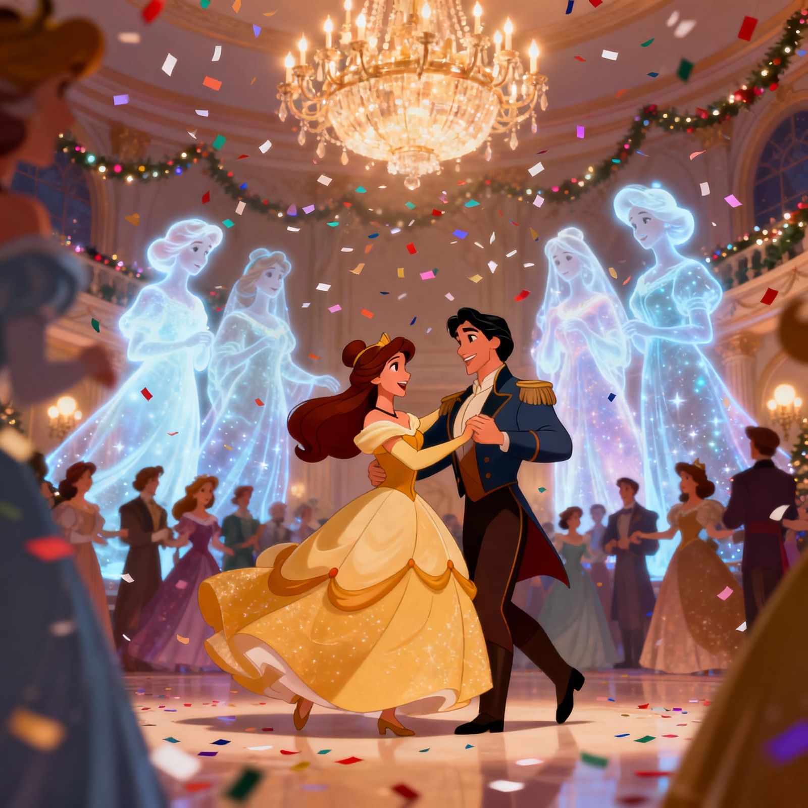 Disney Princesses Waltzing with Ethereal Mother Ghosts