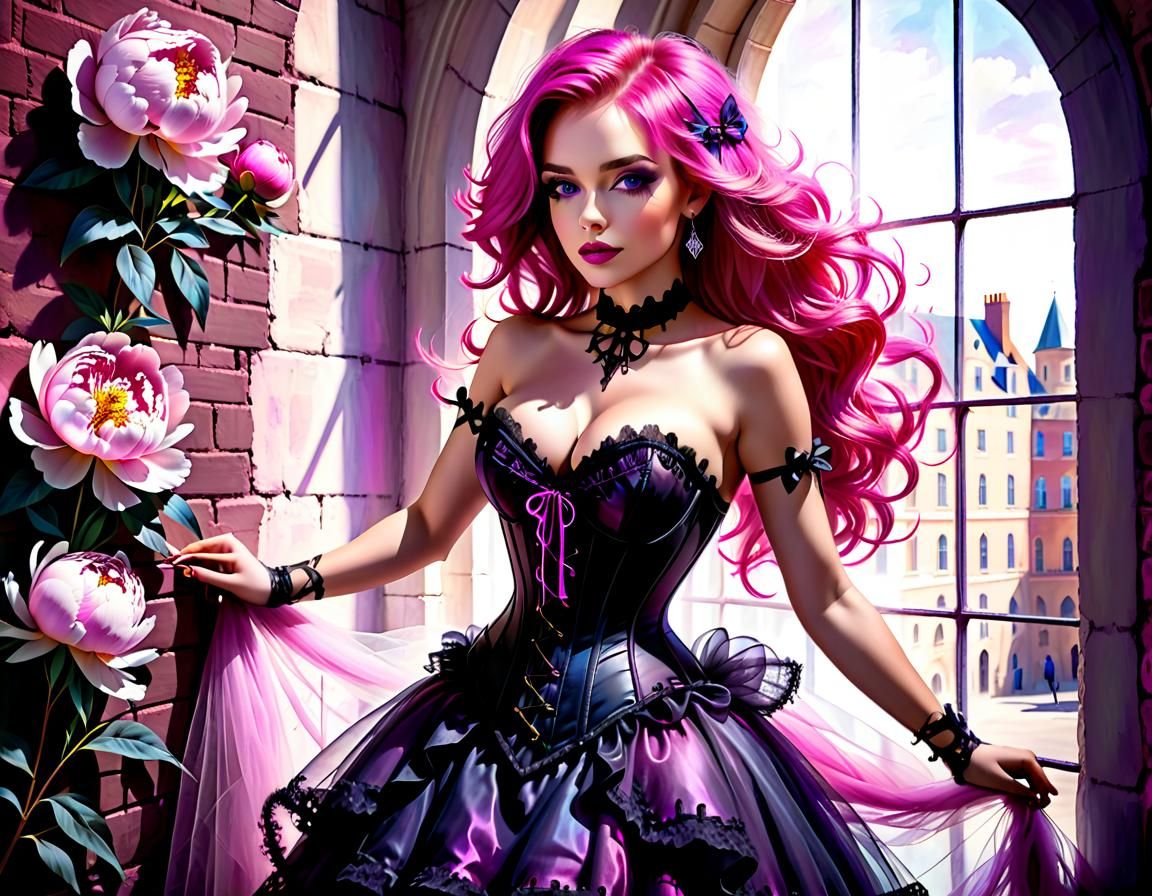 Colorful Chalk Drawing of a Beautiful Woman