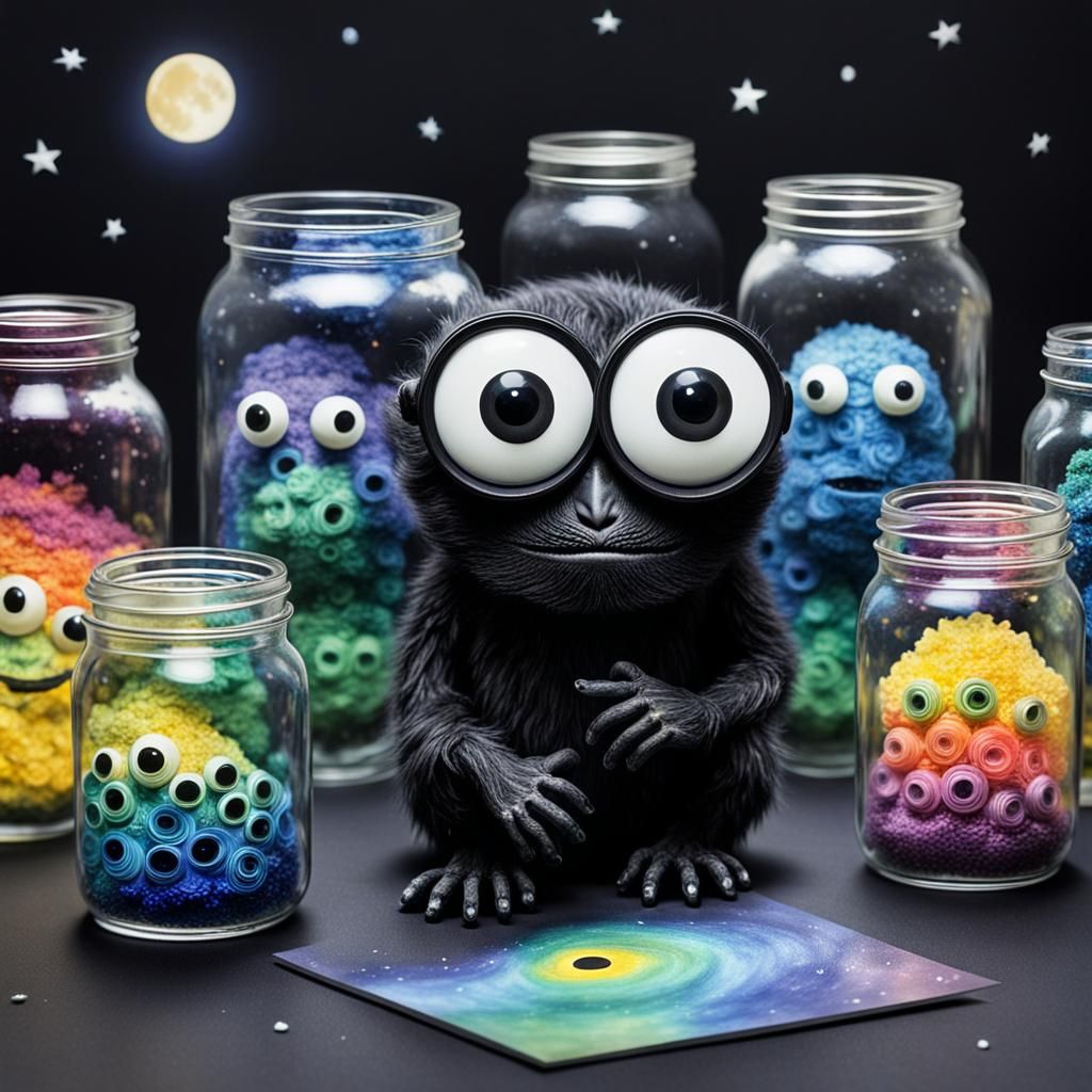 Gothic Creature with Googly Eyes in Van Gogh Style