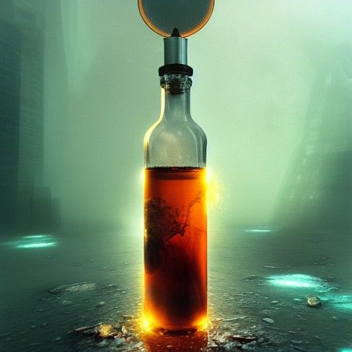 Woman Bathes in Giant Bottle: Photorealistic Concept Art