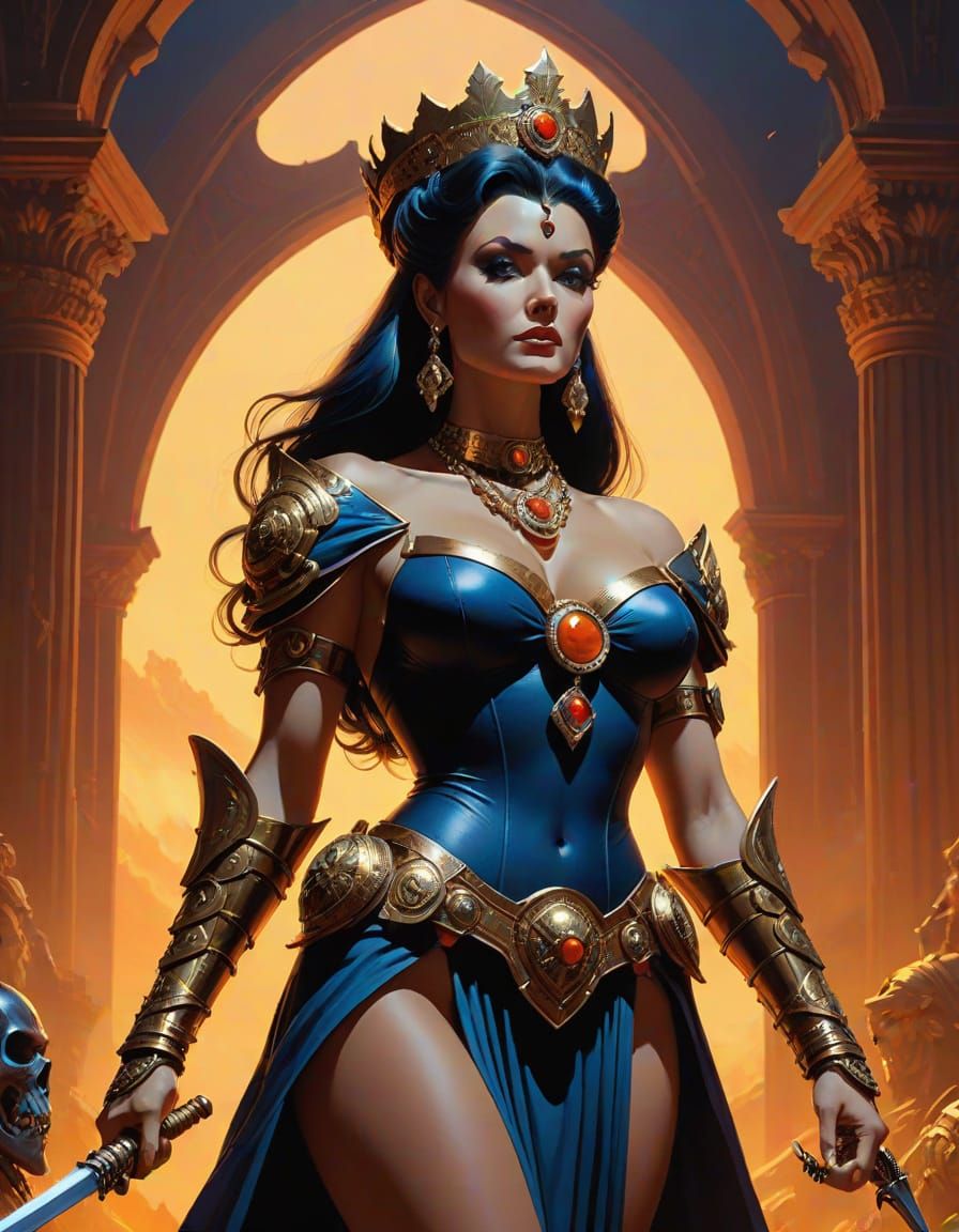 Regal Queen in Warm, Peach-Toned Splendor