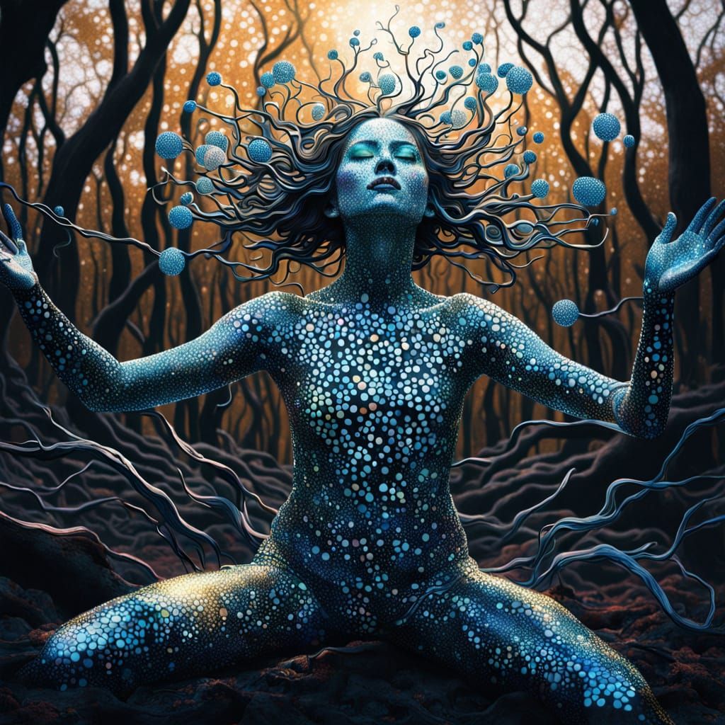 Melting Bio Art Sculpture in Iridescent Colors