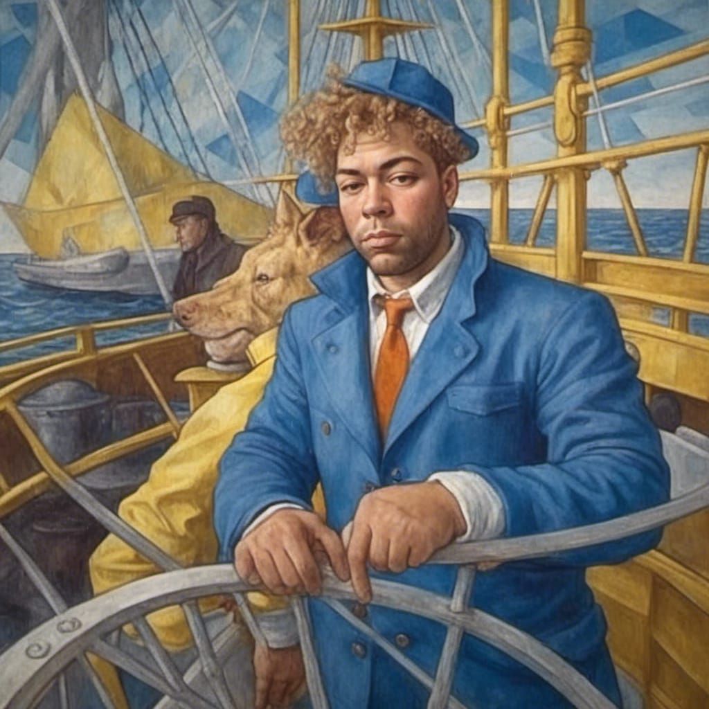 Cubist Captain: A Geometric Art Deco Portrait