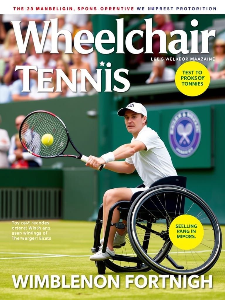 Magazine cover - header 'Wheelchair Tennis ', footer 'Wimble...