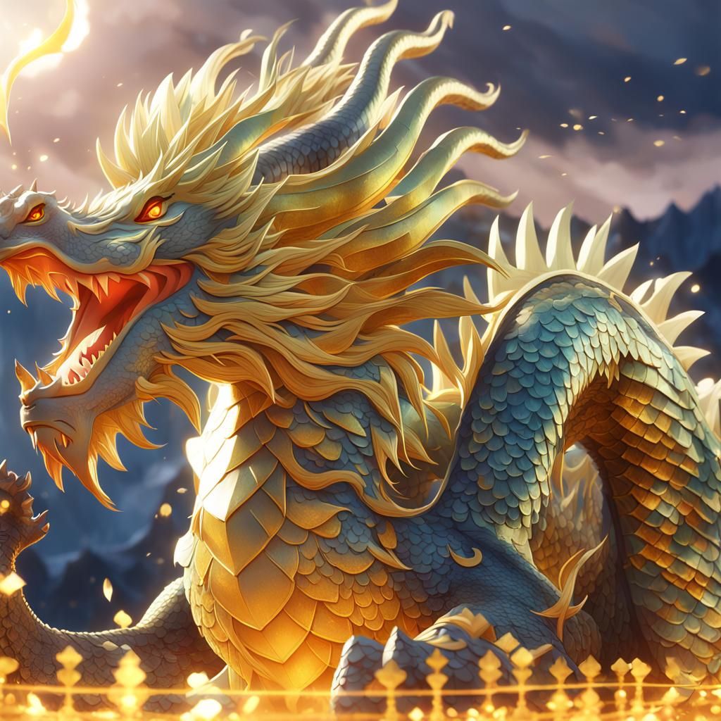 Breathtaking Dragon of Good Fortune in Vibrant 3D Anime Art