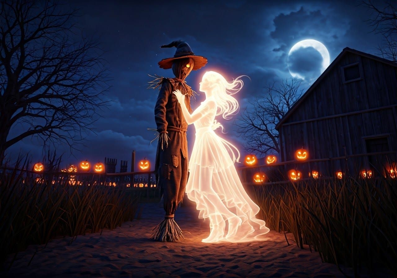 Romantic Scarecrow Dance with Spectre in Moonlight