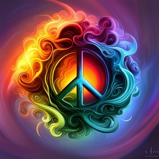 Creative Peace Logo with Colorful Paint Swirls