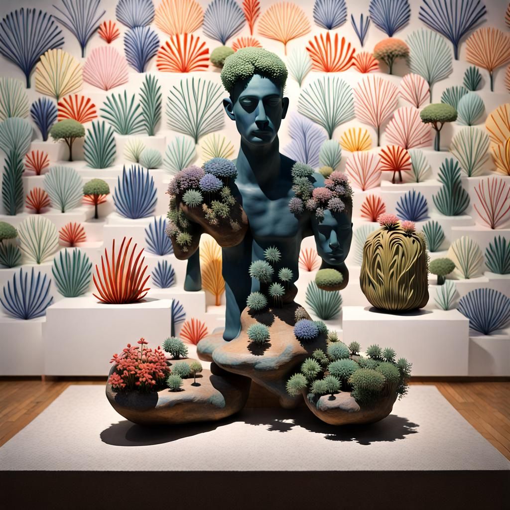 Man with Floral Hair in Raoul Dufy Style