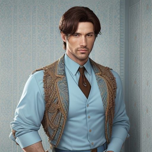 Sensual Male Nurse in a Vibrant Bedroom Setting